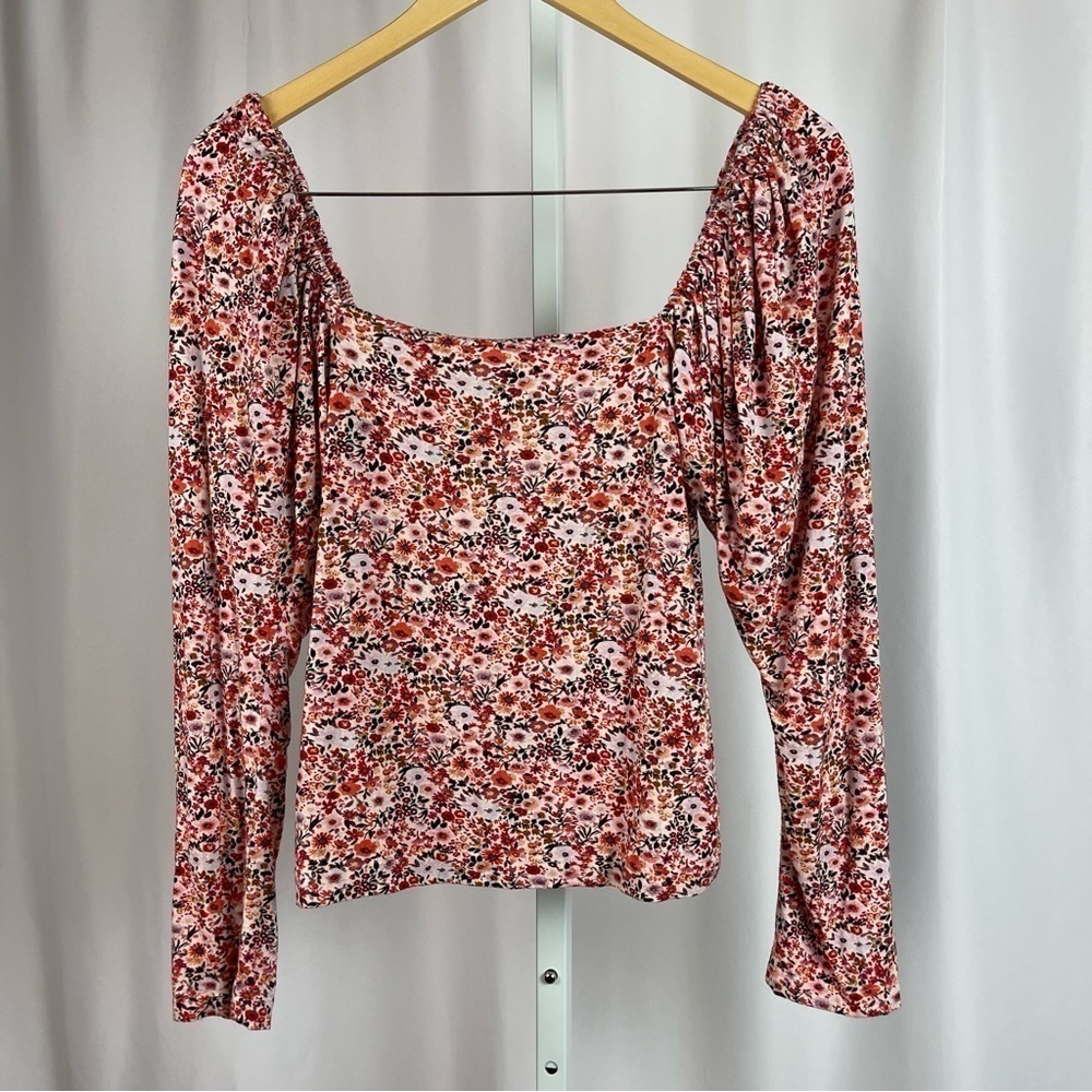 Handmade Large Floral Square Neck Puff Sleeve Retro Boho Cottagecore Crop Top
